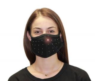 Swarovski kristályos egészségügyi maszk - fekete, tele kristállyal