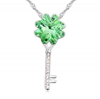 Szerencsehozó kulcs- zöld- Swarovski kristályos nyaklánc