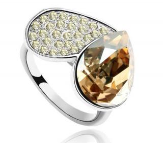 Szív gyűrű- borostyán - Swarovski kristályos
