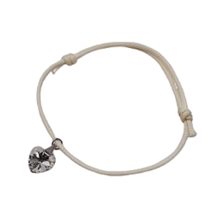 Szív-Swarovski kristályos csúszócsomos karkötő- fehér