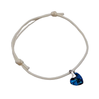 Szív-Swarovski kristályos csúszócsomos karkötő- mélykék