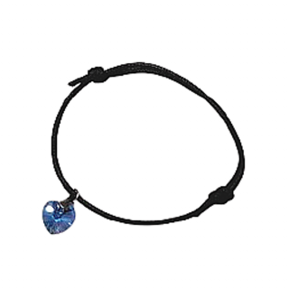 Szív-Swarovski kristályos csúszócsomos karkötő- világoskék