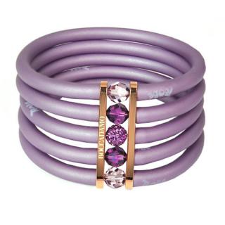 Toobe - 5 soros, Swarovski kristályos szilikon-bronz karkötő - Purple