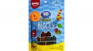 Amos 4D-s Építőkockás Gluténmentes Gumicukor Valódi Gyümölcstartalommal 72g