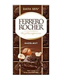 Ferrero Rocher Mogyorókrémmel és Mogyoró darabokkal Töltött Félkeserű (55%) Csokoládé 90g