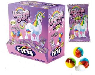 Fini Unicorn Balls Vegyes Gyümölcs Ízű Keménycukor Savanyú Porral Töltve 1000g (200db*5g)