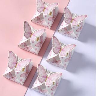 Arany - rózsaszín pillangós doboz 7x7x5 cm (50-100g)