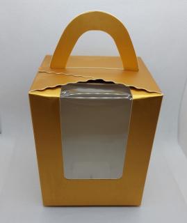 Arany színű ablakos ajándékdoboz 9x9x11cm