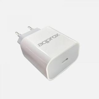 APPROX Telefon töltő - 1db USB-C, 5VDC/3A or 9VDC/2.22A or 12V/1.67A, Fehér