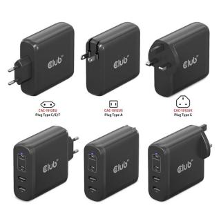 Club 3D Hálózati Töltő - CAC-1912EU (100W GaN, 2x USB-A, 2x USB-C, PD3.0, 4 csatlakozó)