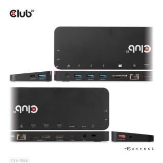 Club 3D Notebook Dokkoló - CSV-1566 (120W, USB-C to 5x USB-A Gen 1, USB-C  Gen 1, 2xHDMI, DP, RJ45, SD.TF. 3,5 Jack, DC)