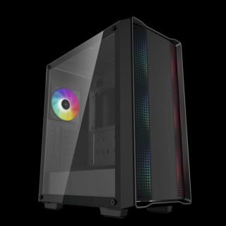 DeepCool Számítógépház - CC560 A-RGB V2 (fekete, ablakos, 4x12cm venti, Mini-ITX / Micro-ATX / ATX, 1xUSB3.0, 1xUSB2.0)