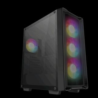 DeepCool Számítógépház - CC560 MESH V2 (ablakos, 4x12cm A-RGB ventilátor, ATX, 2xUSB3.0, fekete)