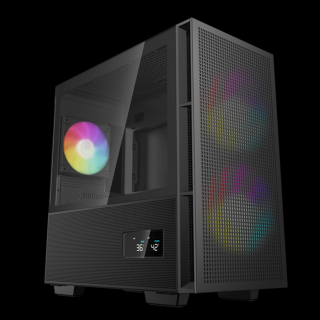 DeepCool Számítógépház - CH360 DIGITAL (fekete, 2x14cm +1x12 venti, Mini-ITX / Micro-ATX, 1xUSB3.0, A-RGB, fekete)