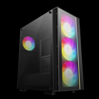 DeepCool Számítógépház - MATREXX55 V4 C (fekete, ablakos, 3x14cm + 1x12cm A-RGB venti, ATX, 1xUSB3.0, Type-C)