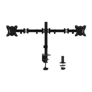 Equip Monitor Asztali konzol - 650152 (13"-27", 2 monitor, dönthető, forgatható, állítható magasság, Max.:2x9kg, fekete)