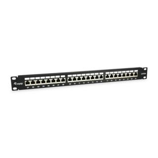 Equip Patch panel - 326625 (24 port, Cat6A, 1U, árnyékolt, fekete)