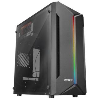 Everest Számítógépház - SABER RGB Peak 250W (fekete; Micro ATX / MINI-ITX, 250W táp, 2xUSB2.0 )