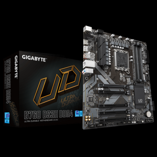 Gigabyte Alaplap - Intel B760 DS3H DDR4 s1700 (B760, 4xDDR4, 5333MHz, DP/HDMI, 4xSATA3, M.2, 4xUSB2.0, 3xUSB3.2, USB-C)