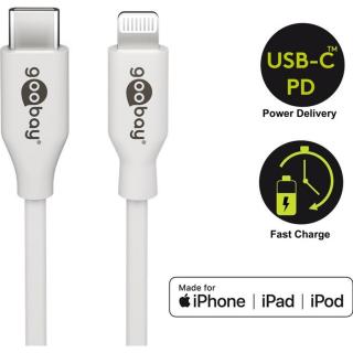 Goobay Lightning - USB-C adat- és töltőkábel, 1m, fehér