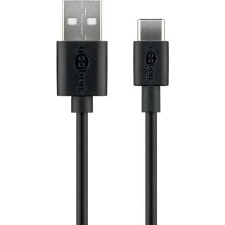 Goobay USB-C - USB-A adat- és töltőkábel, 1m, fekete 45735