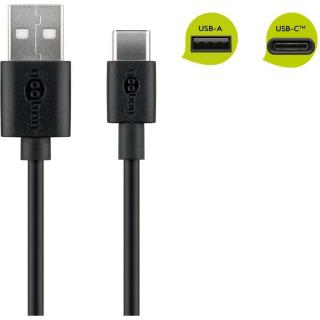 Goobay USB-C USB adat- és töltőkábel, 2m, fekete 59122