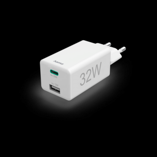 Hama Hálózati töltő - 201691 (1xUSB-A, 1xUSB-C, PD/QC, 32W, fehér)