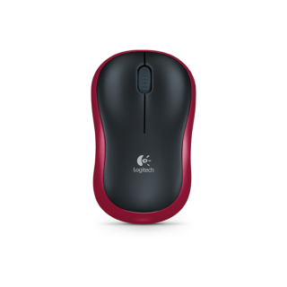 Logitech Egér - M185 (Vezeték nélküli, Optikai, Notebook, 1000 DPI, vörös)