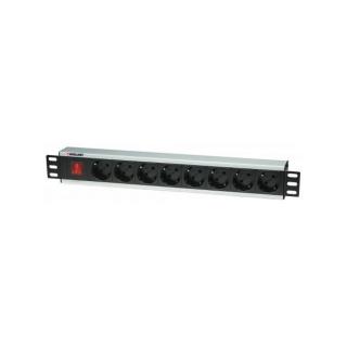 Manhattan elosztó - 19" 1,5U Rackmount elosztó, 8 aljzat, LED fény, 3m, ki-be kapcsológomb