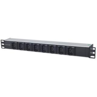 Manhattan elosztó - 19" 1U Rackmount elosztó, 8db C13 aljzat kiesés gátlóval (Anti-Shedding), 2m eltávolítható kábel