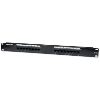 Manhattan Patch panel - CAT5e UTP patch panel, 16 portos, 1U, Fekete