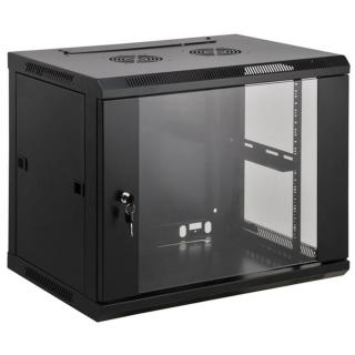 Manhattan Rackszekrény - 19" fali kivitel (9U, 500 (h) x 600 (w) x 450 (d) mm, Összeszerelt, Fekete)