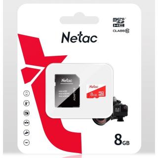 Memóriakártya Micro SDHC 8GB Netac P500 Eco + SD adapter (Class 10) (H)