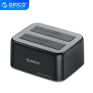 Orico HDD/SSD Dokkoló - 6829C3-C-EU-BK (2x 2,5"/3,5" HDD/SSD -> USB-A, Offline klón funkció, Max.: 36TB, fekete)