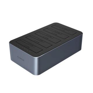 Orico HDD/SSD Dokkoló - ORICO-6656C3-C-EU-GY-BP (5x3,5" HDD, USB-C to USB-A, Klón funkció, Max.: 100TB, fekete)