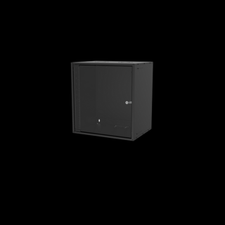 S-Link Rackszekrény - 12U 19" fali kivitel (600x530x400mm, ablakos, Flatpack, Fekete)