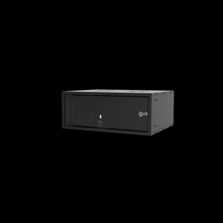 S-Link Rackszekrény - 4U 19" fali kivitel (190x530x400mm, ablakos, Flatpack, Fekete