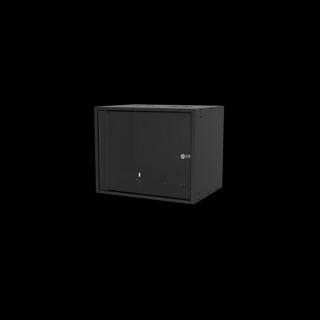 S-Link Rackszekrény - 9U 19" fali kivitel (450x530x400mm, ablakos, Flatpack, Fekete)