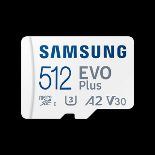 Samsung MicroSD kártya - 512GB MB-MC512SA/EU (EVO PLUS, microSDXC, UHS-I, R160, adapter, 512GB)