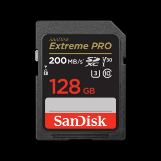 Sandisk SD kártya - 128GB SDXC Extreme Pro (200/90 MB/s Class 10 UHS-I, A1 V30)