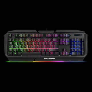 Spirit of Gamer Billentyűzet - PRO-K5 (105 gomb, Fém felső rész, RGB LED, USB, 19 anti-ghost, fekete, magyar)