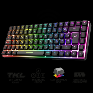 Spirit of Gamer Billentyűzet Vezeték nélküli - ELITE K70 (TKL, 85 gomb,, RGB LED,USB, anti-ghost, fekete, magyar)