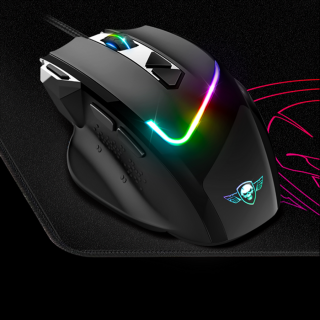 Spirit of Gamer Egér - PRO-M3 RGB (Optikai, 7200DPI, 8 gomb, harisnyázott kábel, fekete) + egérpad