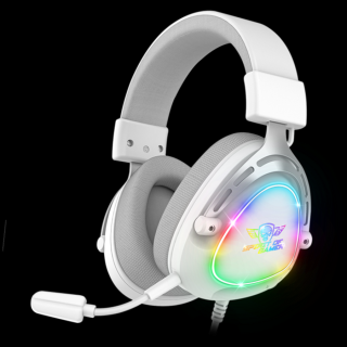 Spirit of Gamer Fejhallgató - ELITE H40 White (MultiPlatform, RGB, 3.5mm Jack, mikrofon, hangerőszabályzó, nagy-párnás)