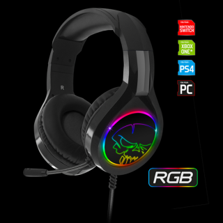 Spirit of Gamer Fejhallgató - PRO-H8 RGB Dark (MultiPlatform, mikrofon, 3.5mm jack, hangerőszabályzó, 2m kábel, fekete)