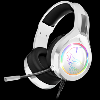 Spirit of Gamer Fejhallgató - PRO-H8 RGB White (MultiPlatform, mikrofon, 3.5mm jack, hangerőszabályzó, 2m kábel, fehér)