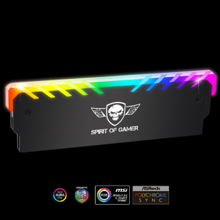 Spirit of Gamer Memória Hűtő - HEATSINK RGB MEMORY (DDR3/DDR4, RGB, aluminium, fekete)