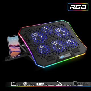 Spirit of Gamer Notebook Hűtőpad 17"-ig - AIRBLADE 1200 RGB (18dB; max. 79 m3/h; 3x11cm+3x70cm, RGB LED, 2xUSB2.0)