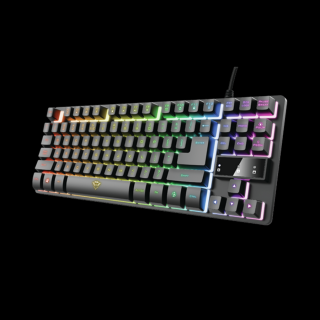 Trust Billentyűzet Gamer - GXT 833 Thado (RGB LED háttérvilágítás; TKL méret; USB; fekete; magyar)