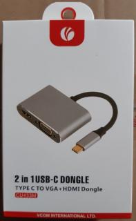 VCOM kábel átalakító USB Type-C apa - VGA + HDMI anya (CU433m)